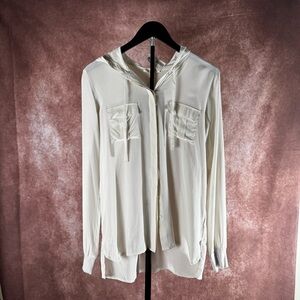 Gold Hawk Silk Hoodie Blouse NWT $179 Ivory 🤍
